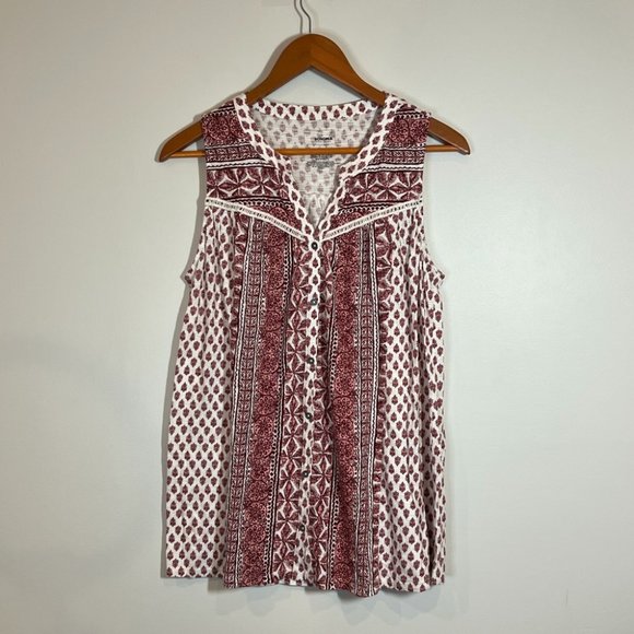 Sonoma Red and White Patterned Tank Top - Picture 1 of 3